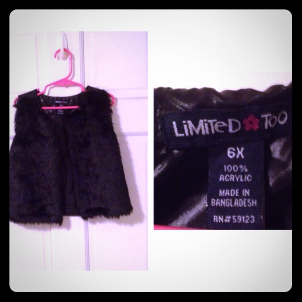 Girls black fur vest